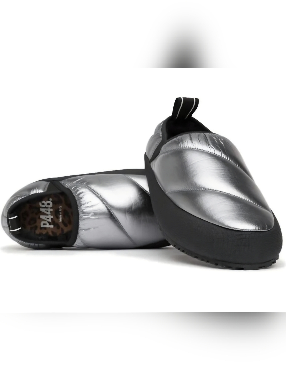P448 Silver Quilted Slip-On Sneakers with Black Sole